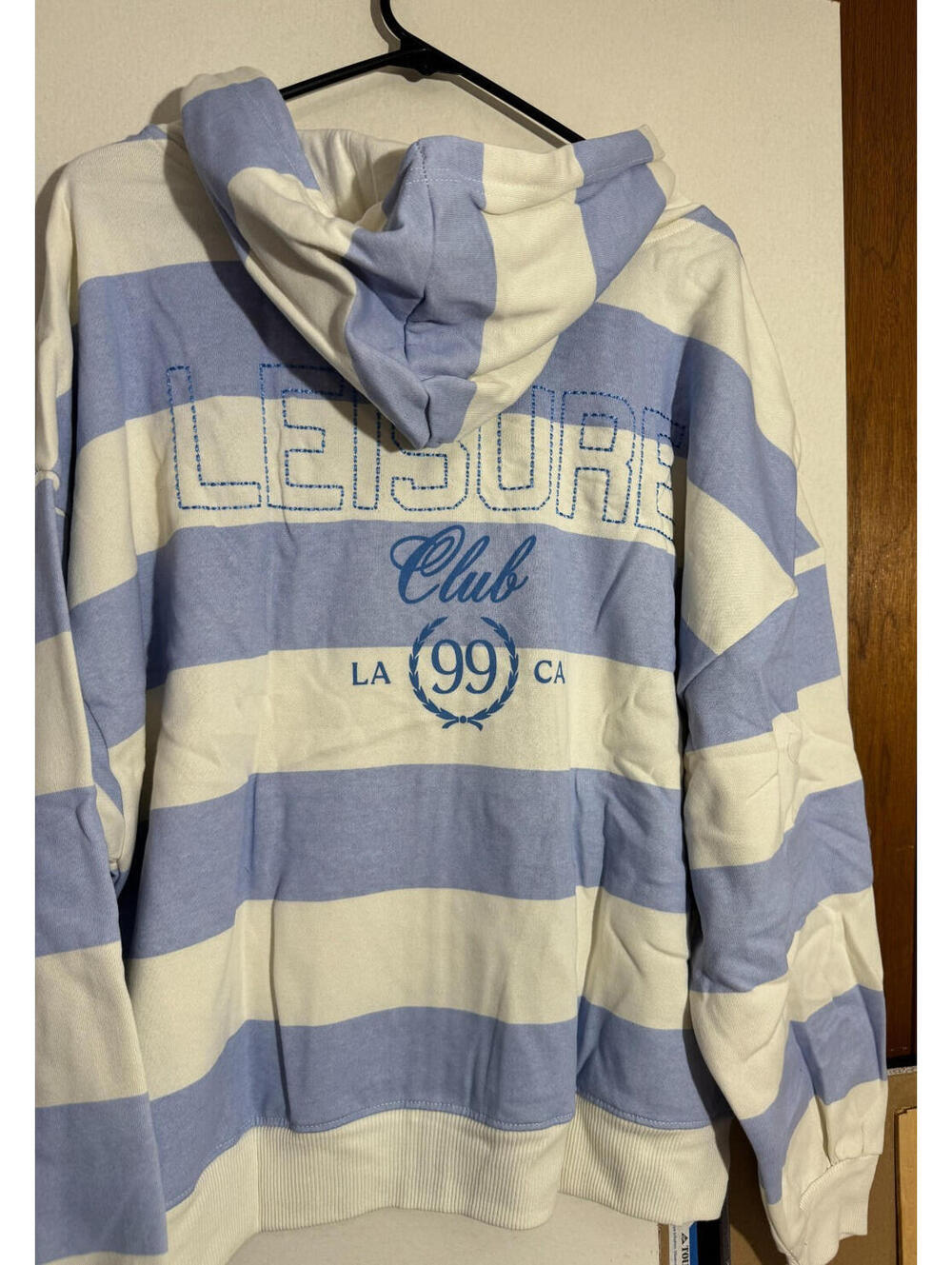 Mighty Fine Womens Leisure Zip-up Blue Striped Graphic Hoodie Sweatshirt 3X NWT - Picture 5 of 6